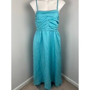 Aaron & Amber Linen Blend Maxi Dress Large Pockets